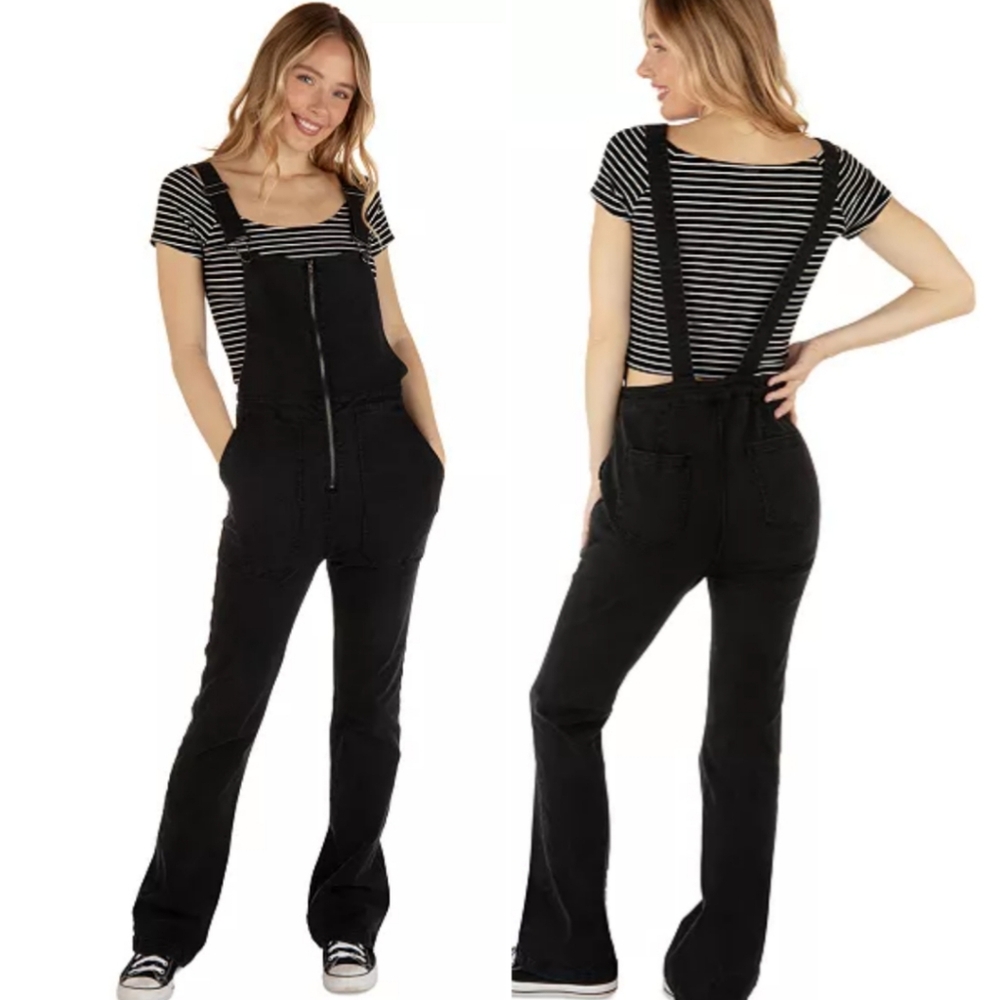 NWT Hurley Ada Front-Zip Overalls In Black Wash Size Small 🖤 $98